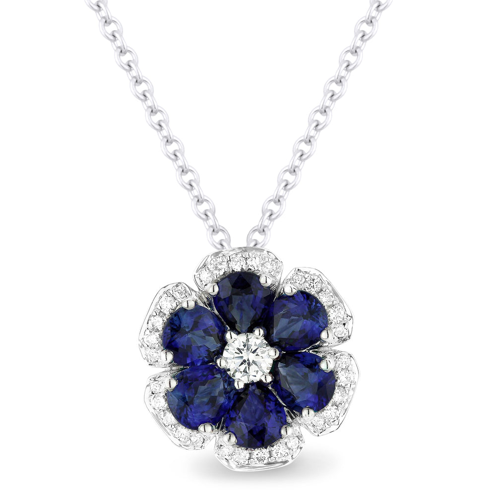 Beautiful Hand Crafted 18K White Gold  Sapphire And Diamond Arianna Collection Pendant