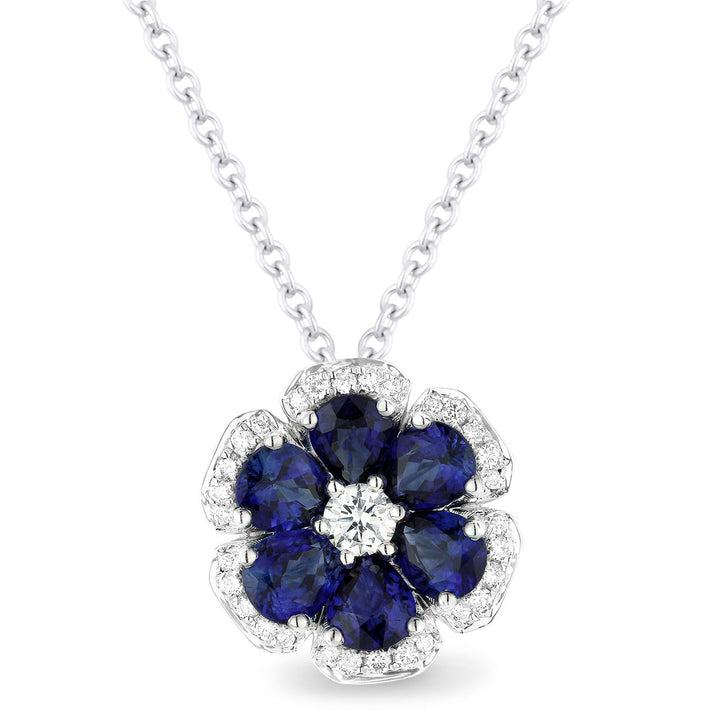 Beautiful Hand Crafted 18K White Gold  Sapphire And Diamond Arianna Collection Pendant