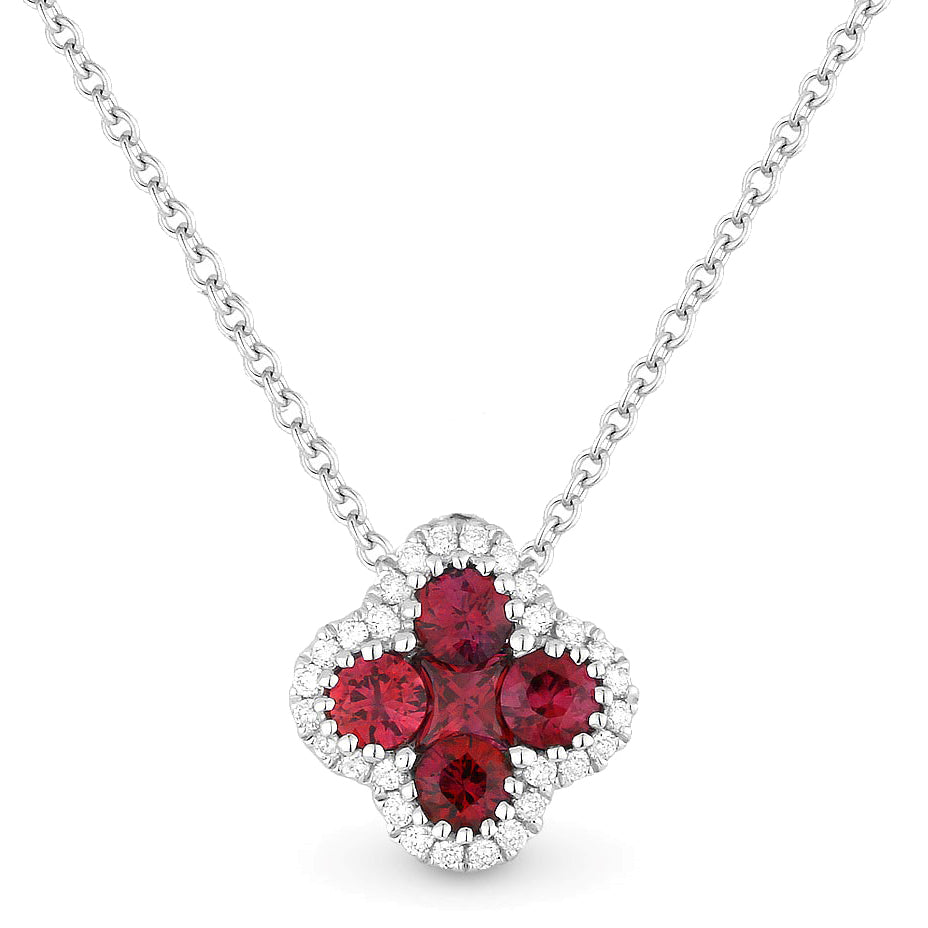 Beautiful Hand Crafted 14K White Gold  Ruby And Diamond Arianna Collection Pendant