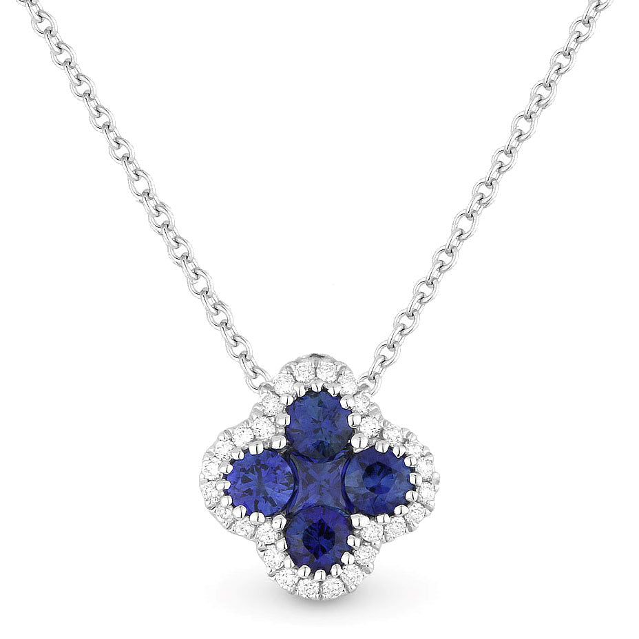 Beautiful Hand Crafted 18K White Gold  Sapphire And Diamond Arianna Collection Pendant