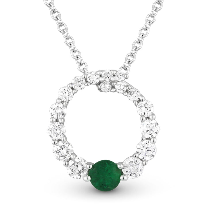 Beautiful Hand Crafted 14K White Gold  Emerald And Diamond Arianna Collection Pendant