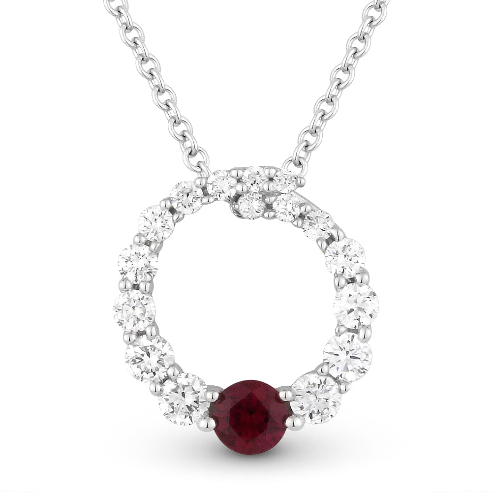 Beautiful Hand Crafted 14K White Gold  Ruby And Diamond Arianna Collection Pendant