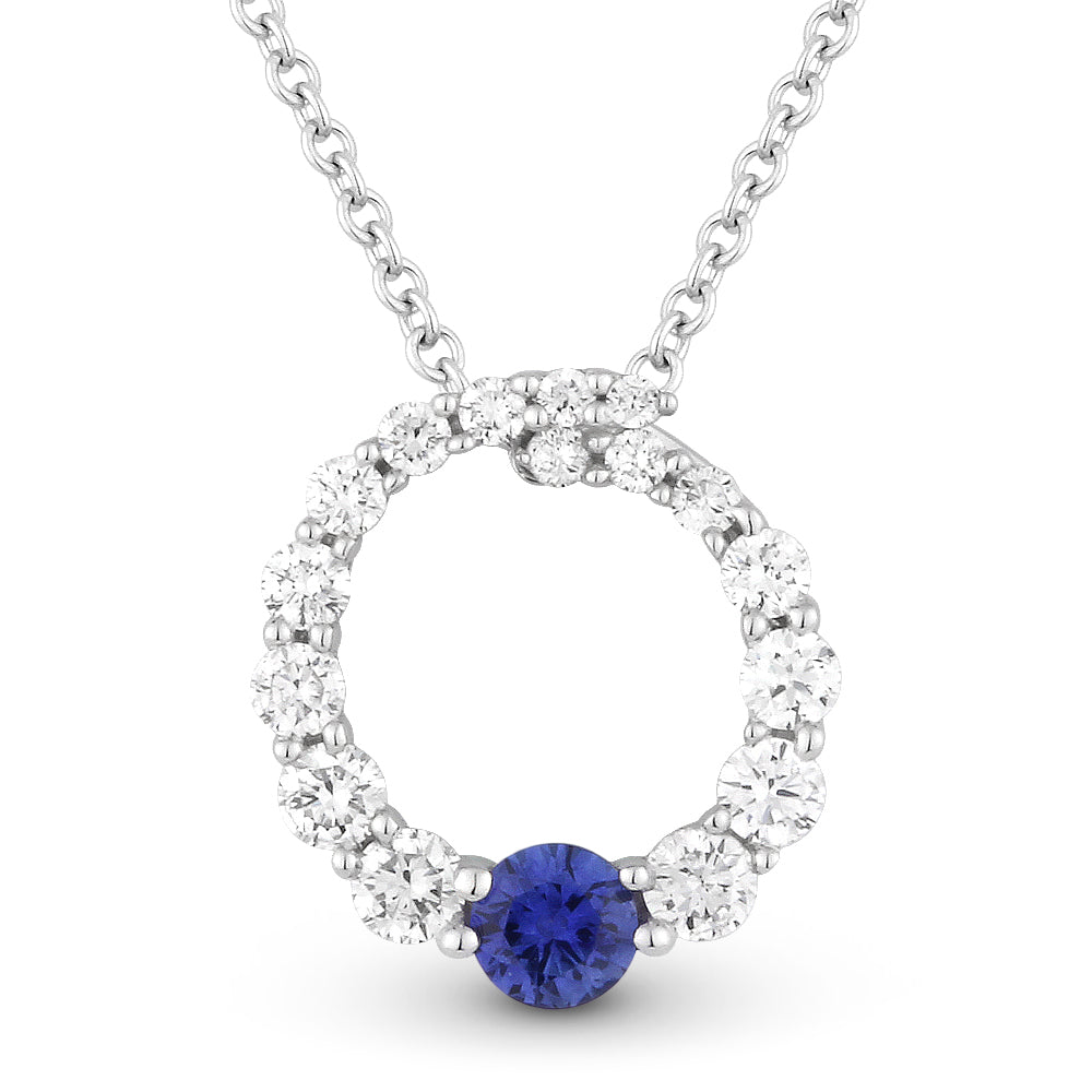 Beautiful Hand Crafted 14K White Gold  Sapphire And Diamond Arianna Collection Pendant