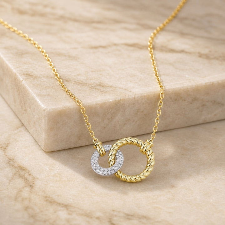N1137 - 14K Two Tone Gold Diamond Necklace