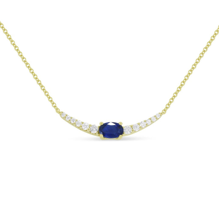 Beautiful Hand Crafted 14K Yellow Gold  Sapphire And Diamond Arianna Collection Necklace