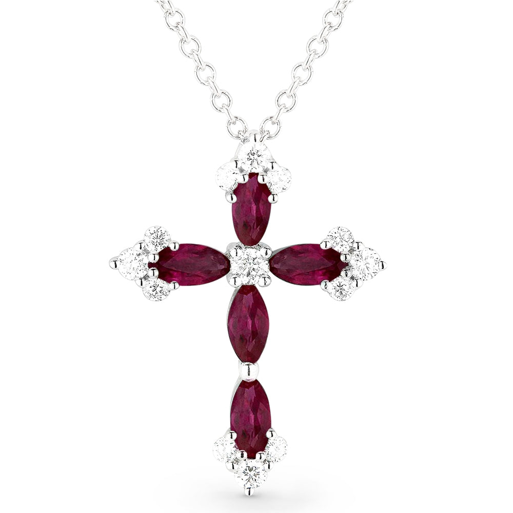 Beautiful Hand Crafted 14K White Gold  Ruby And Diamond Arianna Collection Pendant