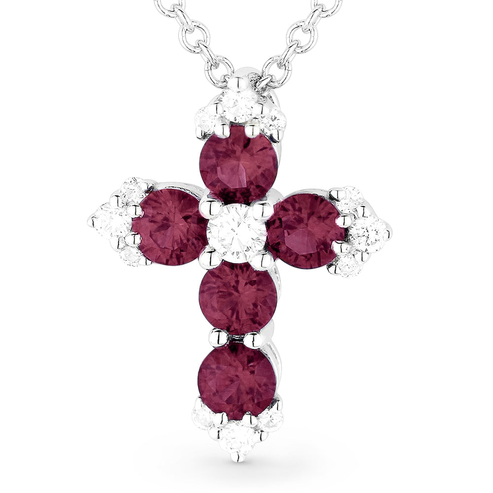 Madison L 14K White Gold Ruby Crucifix Cross Pendant - style N1146RUW