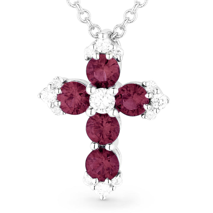 Madison L 14K White Gold Ruby Crucifix Cross Pendant - style N1146RUW