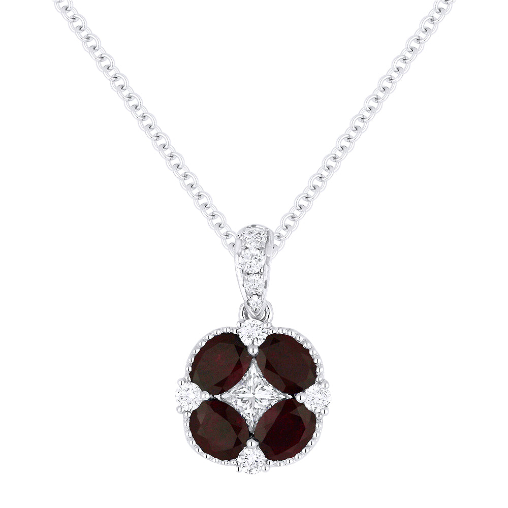 Beautiful Hand Crafted 18K White Gold  Ruby And Diamond Arianna Collection Pendant