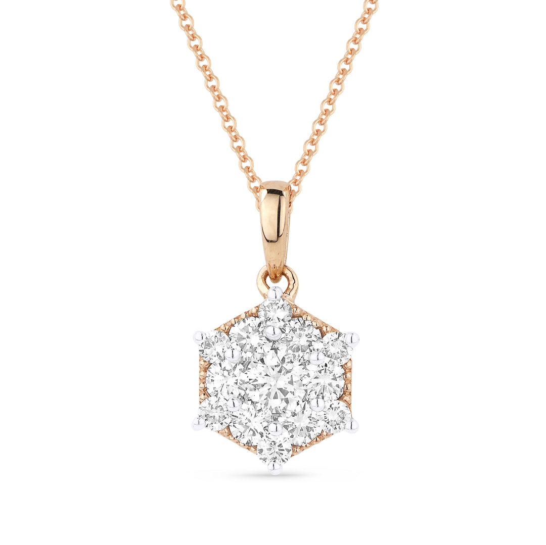 Beautiful Hand Crafted 14K Two Tone Gold White Diamond Lumina Collection Pendant