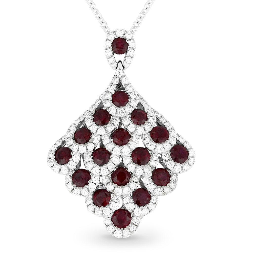 Beautiful Hand Crafted 18K White Gold  Ruby And Diamond Arianna Collection Pendant