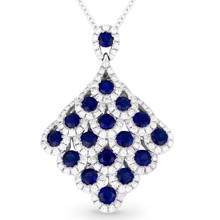 Beautiful Hand Crafted 18K White Gold  Sapphire And Diamond Arianna Collection Pendant