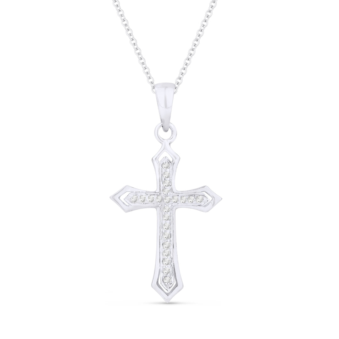 Beautiful Hand Crafted 14K White Gold White Diamond Religious Collection Pendant