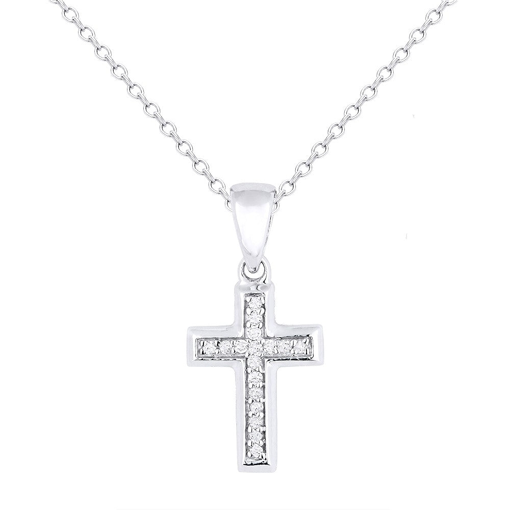 Beautiful Hand Crafted 14K White Gold White Diamond Religious Collection Pendant