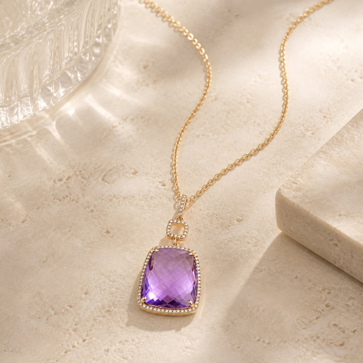 N1175 - 14K Rose Gold Amethyst Pendant