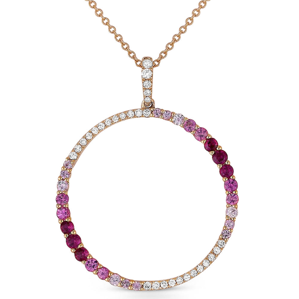 Beautiful Hand Crafted 14K Rose Gold  Pink Sapphire And Diamond Arianna Collection Pendant