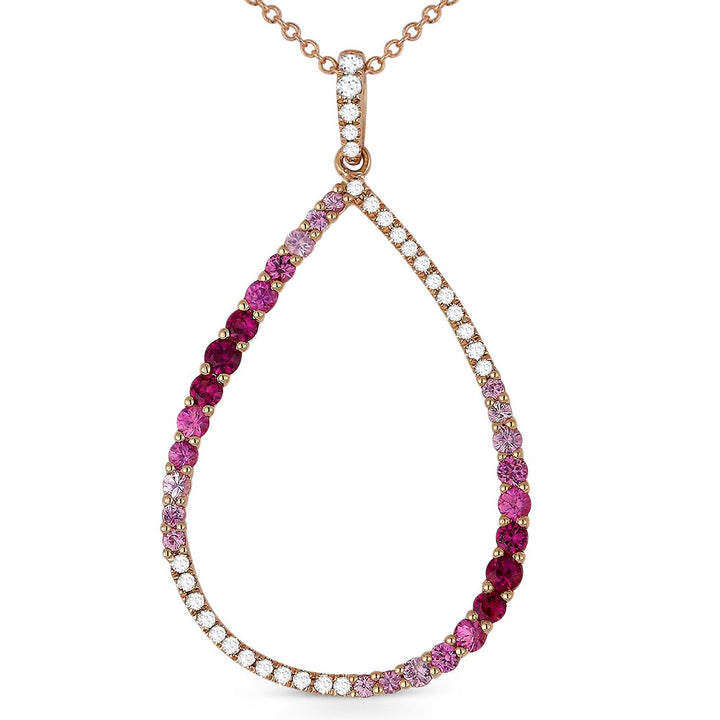 Beautiful Hand Crafted 14K Rose Gold  Pink Sapphire And Diamond Arianna Collection Pendant