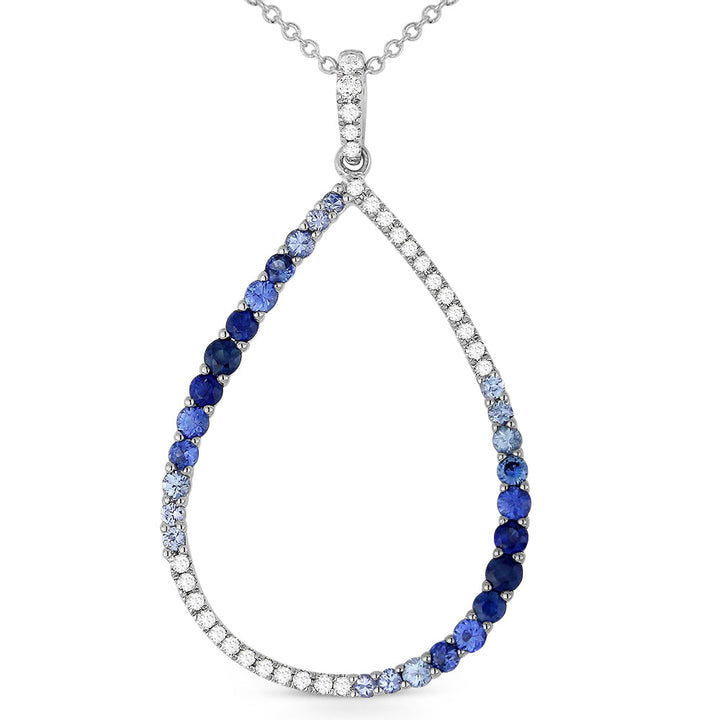 Beautiful Hand Crafted 14K White Gold  Sapphire And Diamond Arianna Collection Pendant