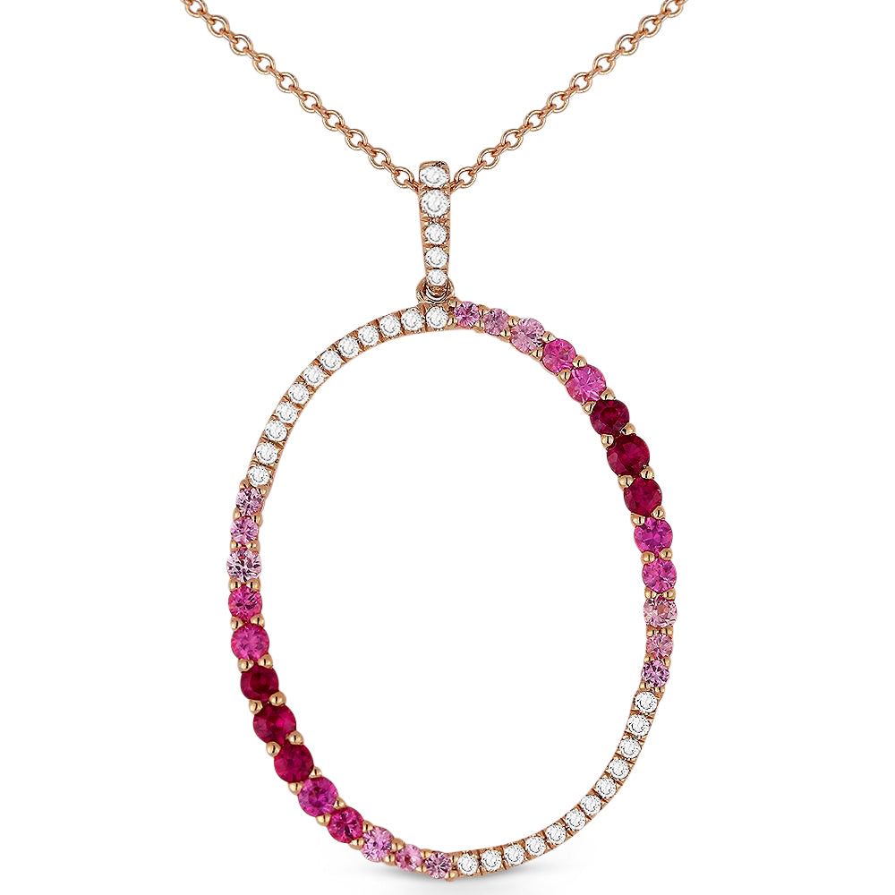 Beautiful Hand Crafted 14K Rose Gold  Pink Sapphire And Diamond Arianna Collection Pendant