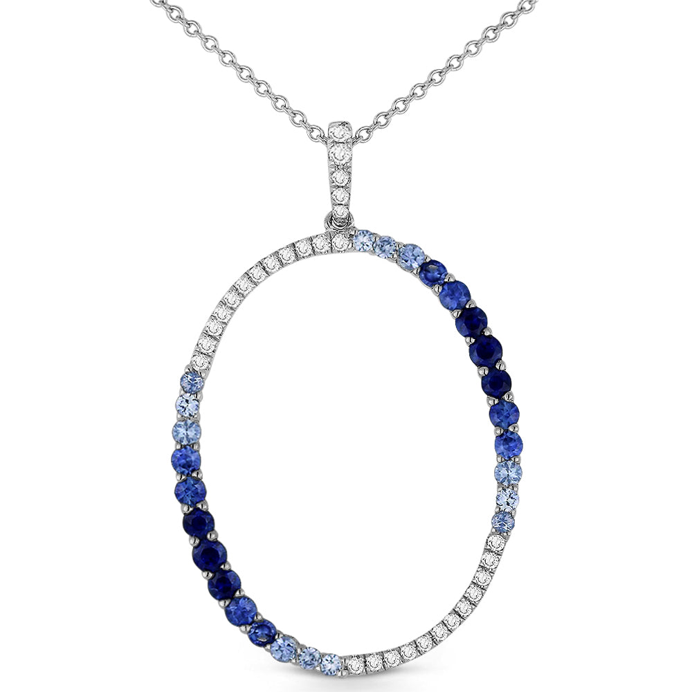 Beautiful Hand Crafted 14K White Gold  Sapphire And Diamond Arianna Collection Pendant