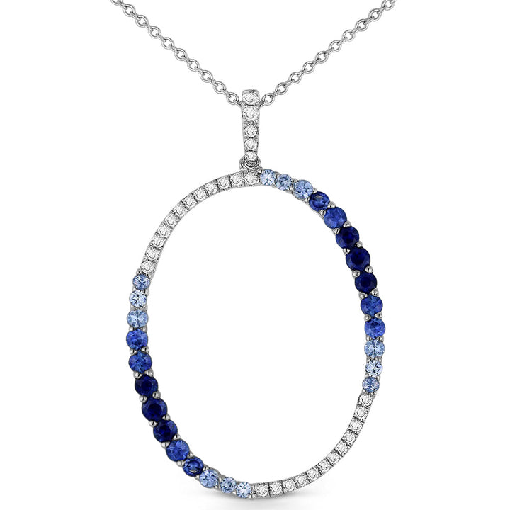 Beautiful Hand Crafted 14K White Gold  Sapphire And Diamond Arianna Collection Pendant