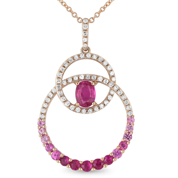 Beautiful Hand Crafted 14K Rose Gold  Pink Sapphire And Diamond Arianna Collection Pendant