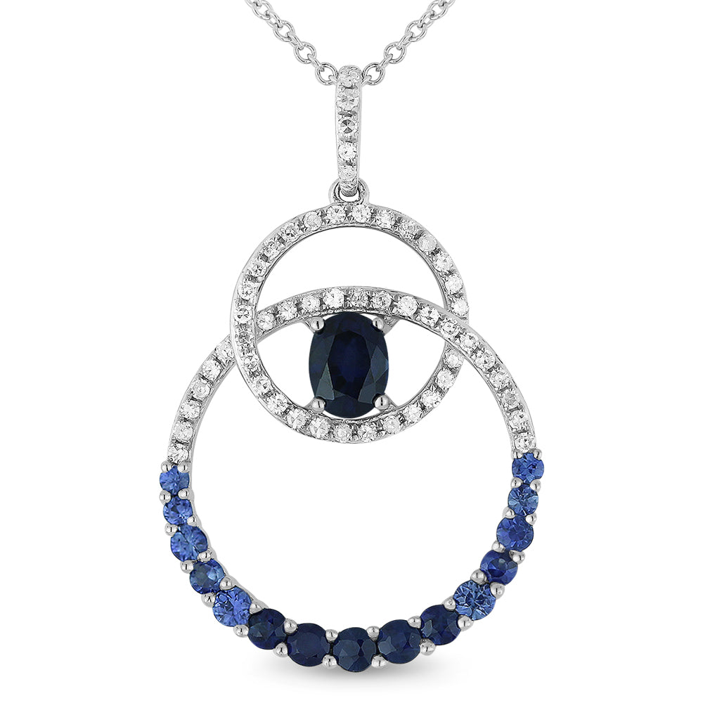 Beautiful Hand Crafted 14K White Gold  Sapphire And Diamond Arianna Collection Pendant