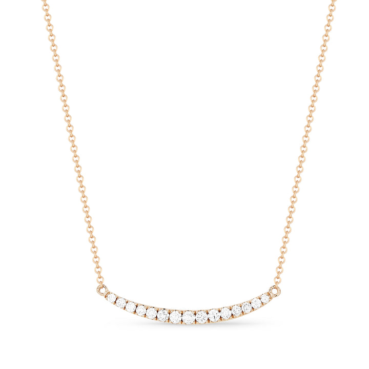 Beautiful Hand Crafted 14K Rose Gold White Diamond Milano Collection Necklace