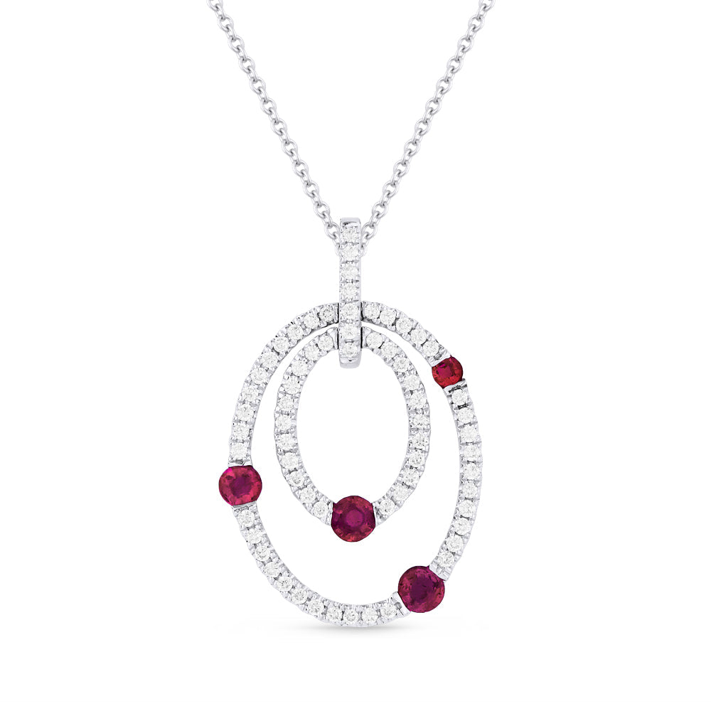 Beautiful Hand Crafted 14K White Gold  Ruby And Diamond Arianna Collection Pendant