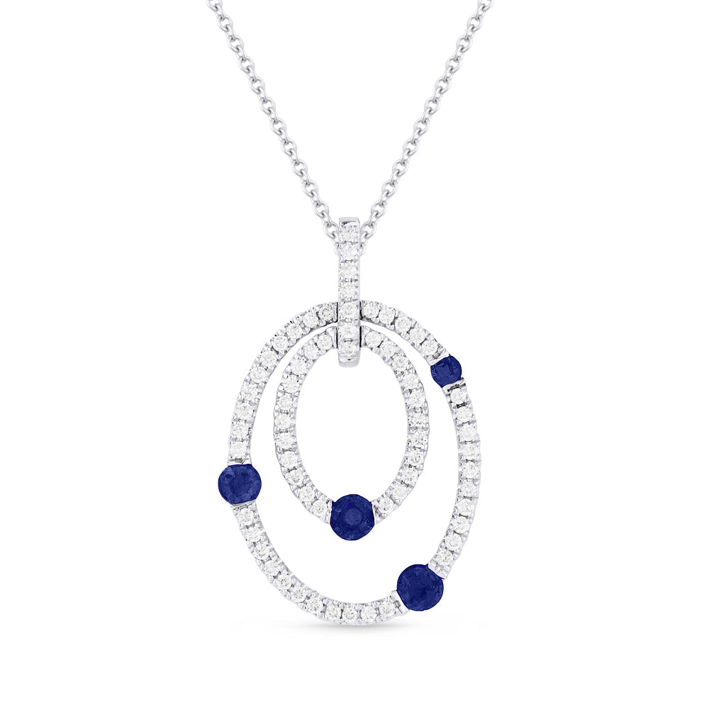 Beautiful Hand Crafted 14K White Gold  Sapphire And Diamond Arianna Collection Pendant