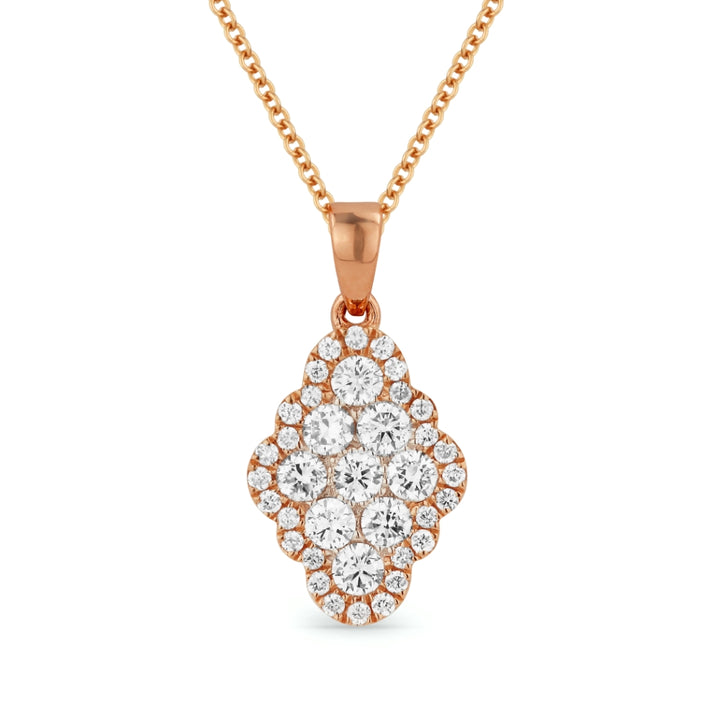 Beautiful Hand Crafted 14K Rose Gold White Diamond Lumina Collection Pendant