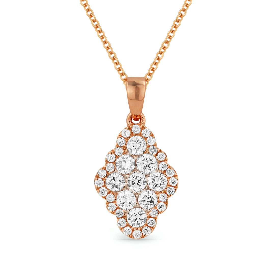 Beautiful Hand Crafted 14K Rose Gold White Diamond Lumina Collection Pendant