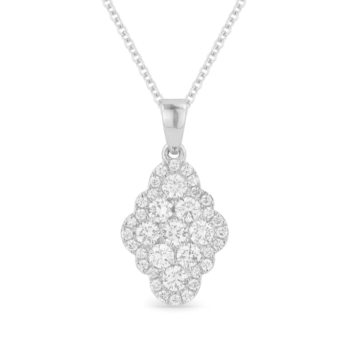 Beautiful Hand Crafted 14K White Gold White Diamond Lumina Collection Pendant