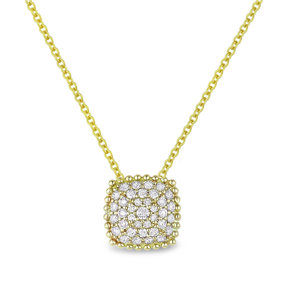 Beautiful Hand Crafted 14K Yellow Gold White Diamond Milano Collection Pendant