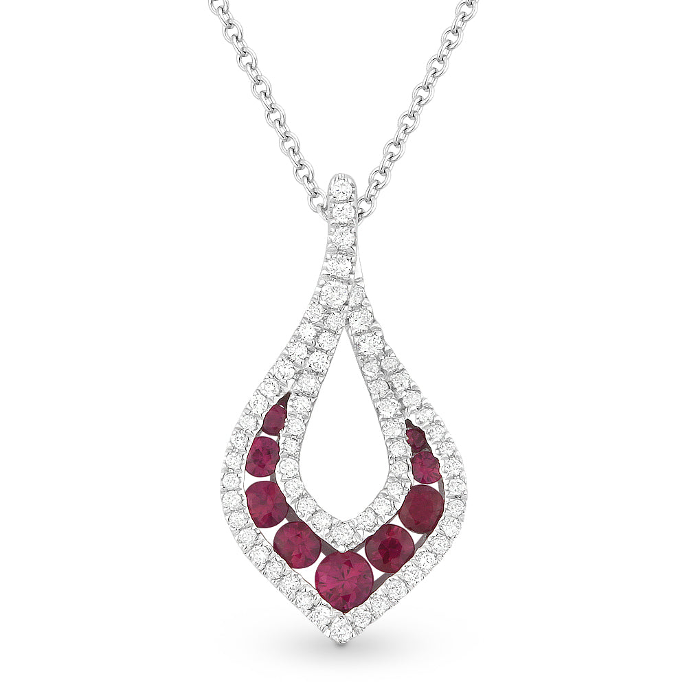 Beautiful Hand Crafted 14K White Gold  Ruby And Diamond Arianna Collection Pendant