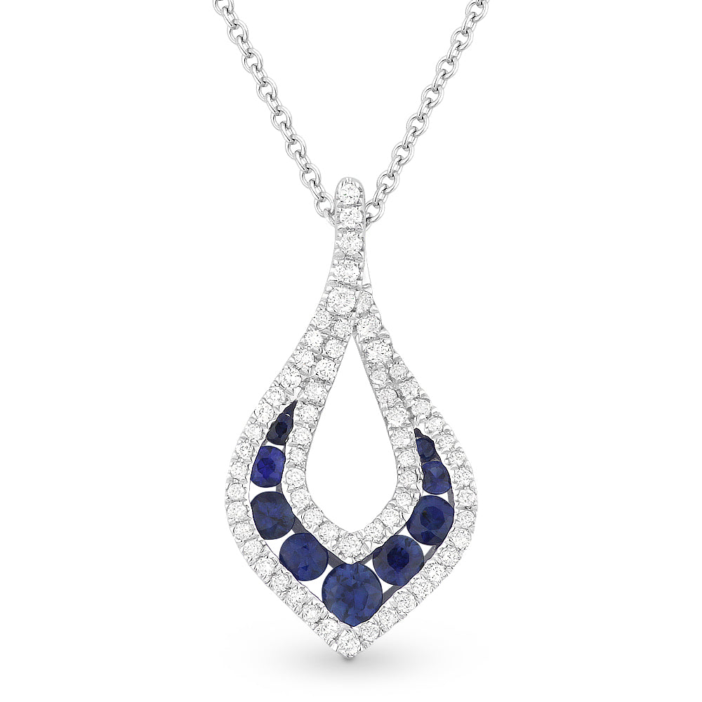 Beautiful Hand Crafted 14K White Gold  Sapphire And Diamond Arianna Collection Pendant