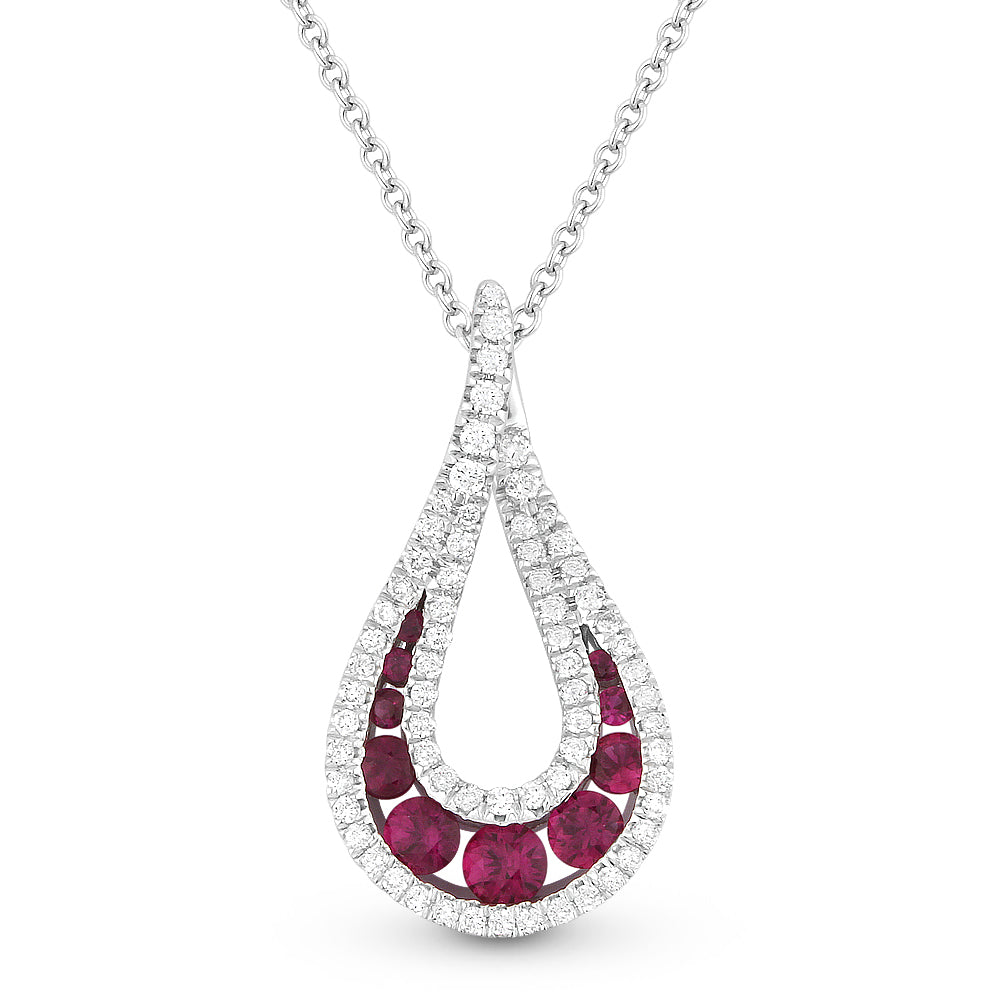 Beautiful Hand Crafted 14K White Gold  Ruby And Diamond Arianna Collection Pendant
