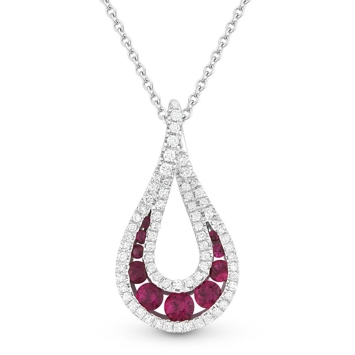 Beautiful Hand Crafted 14K White Gold  Ruby And Diamond Arianna Collection Pendant