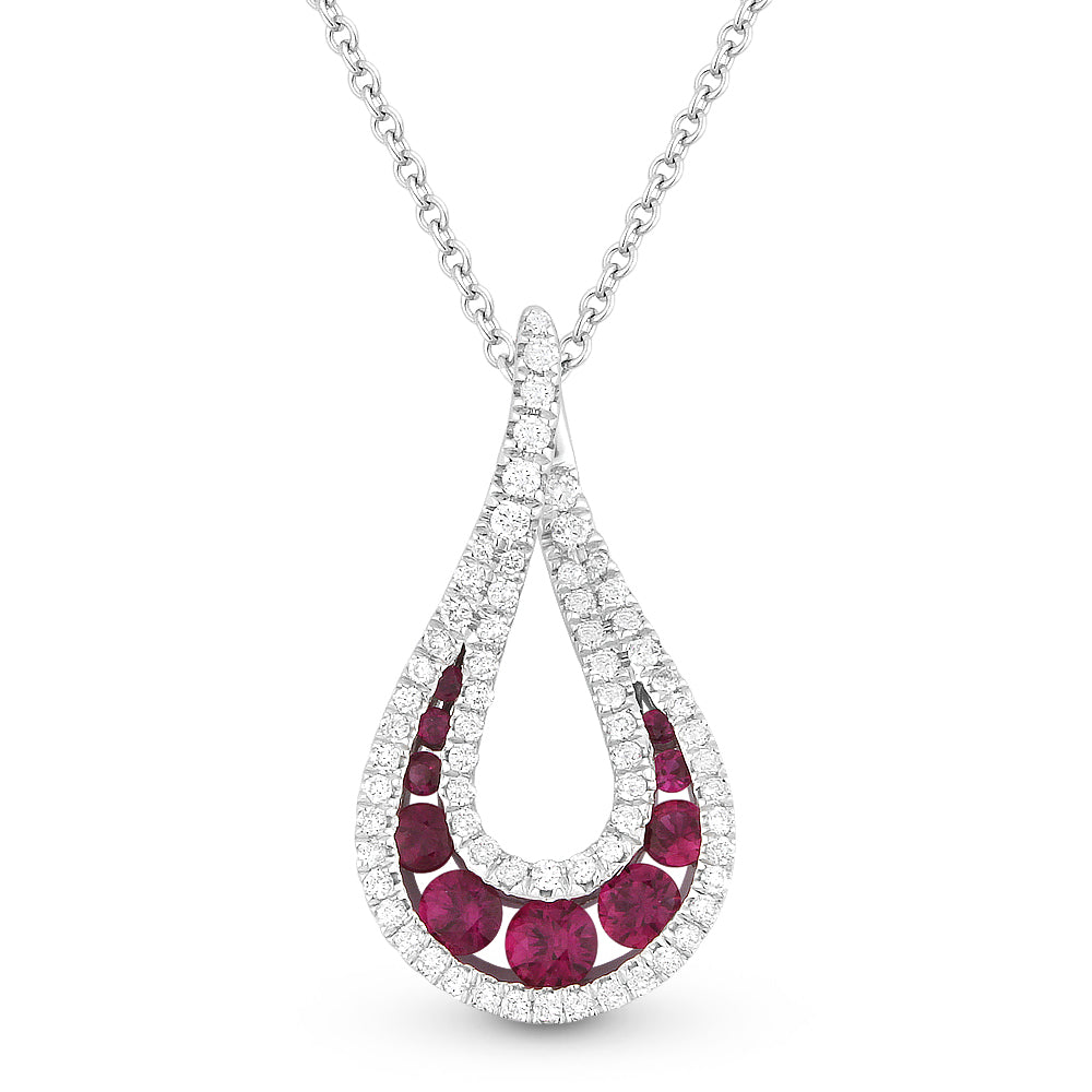 Beautiful Hand Crafted 14K White Gold  Ruby And Diamond Arianna Collection Pendant