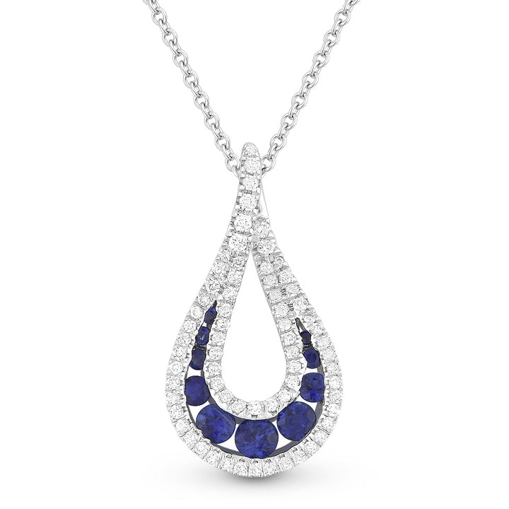 Beautiful Hand Crafted 14K White Gold  Sapphire And Diamond Arianna Collection Pendant