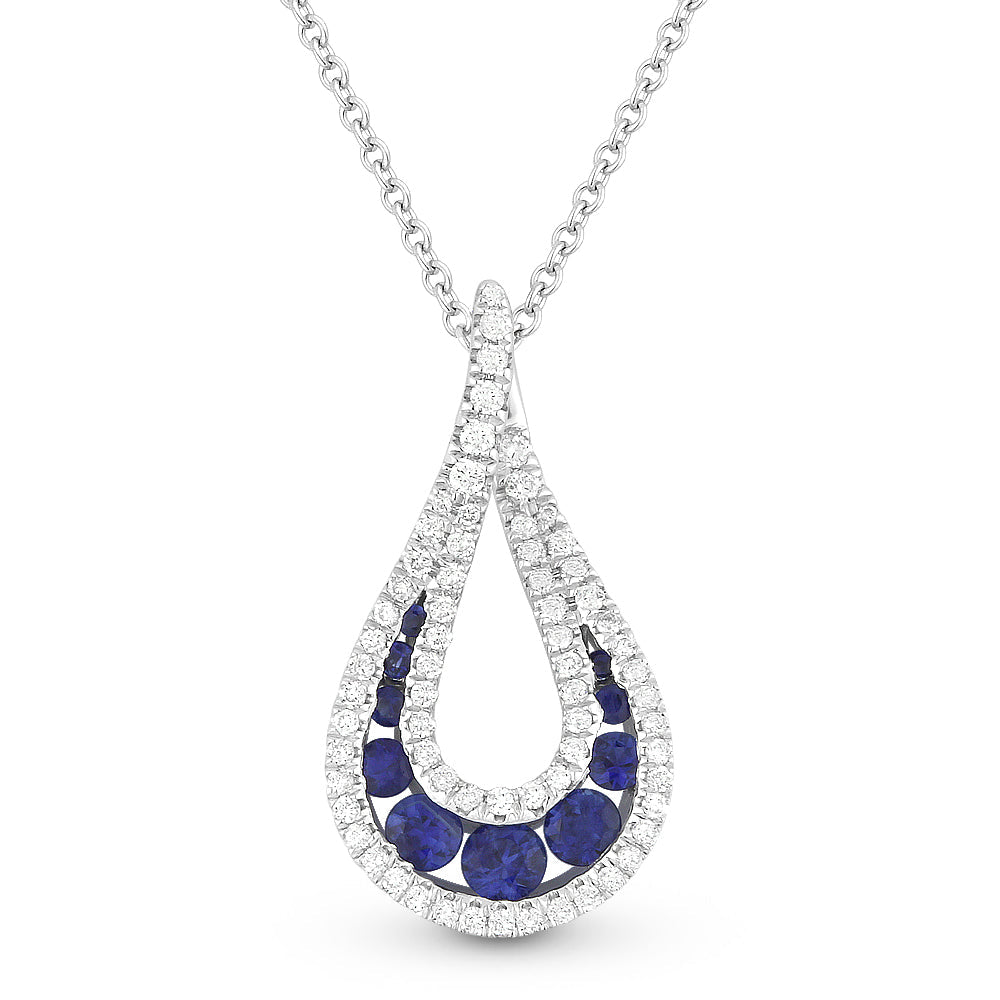 Beautiful Hand Crafted 14K White Gold  Sapphire And Diamond Arianna Collection Pendant