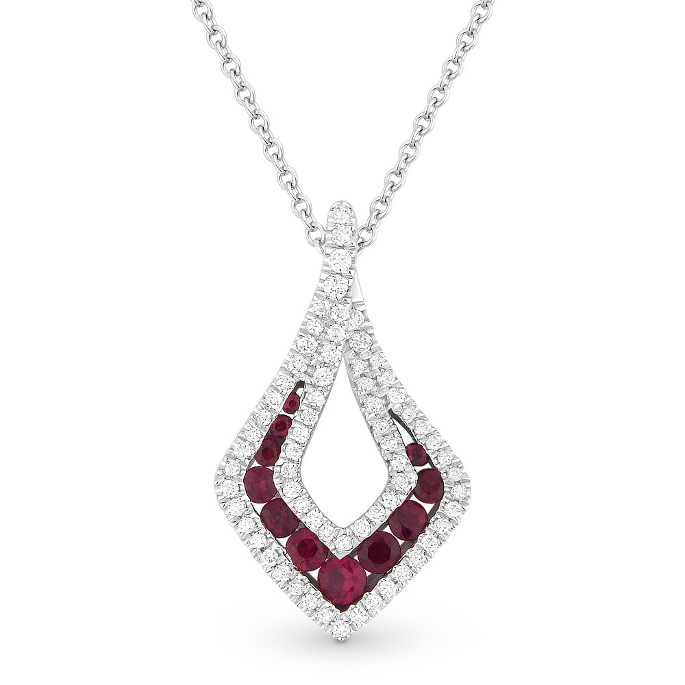 Beautiful Hand Crafted 14K White Gold  Ruby And Diamond Arianna Collection Pendant