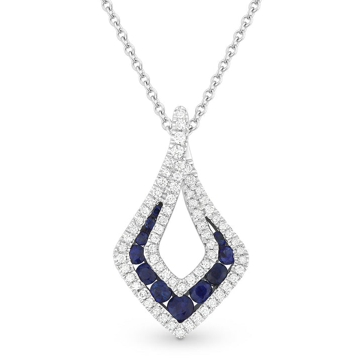 Beautiful Hand Crafted 14K White Gold  Sapphire And Diamond Arianna Collection Pendant