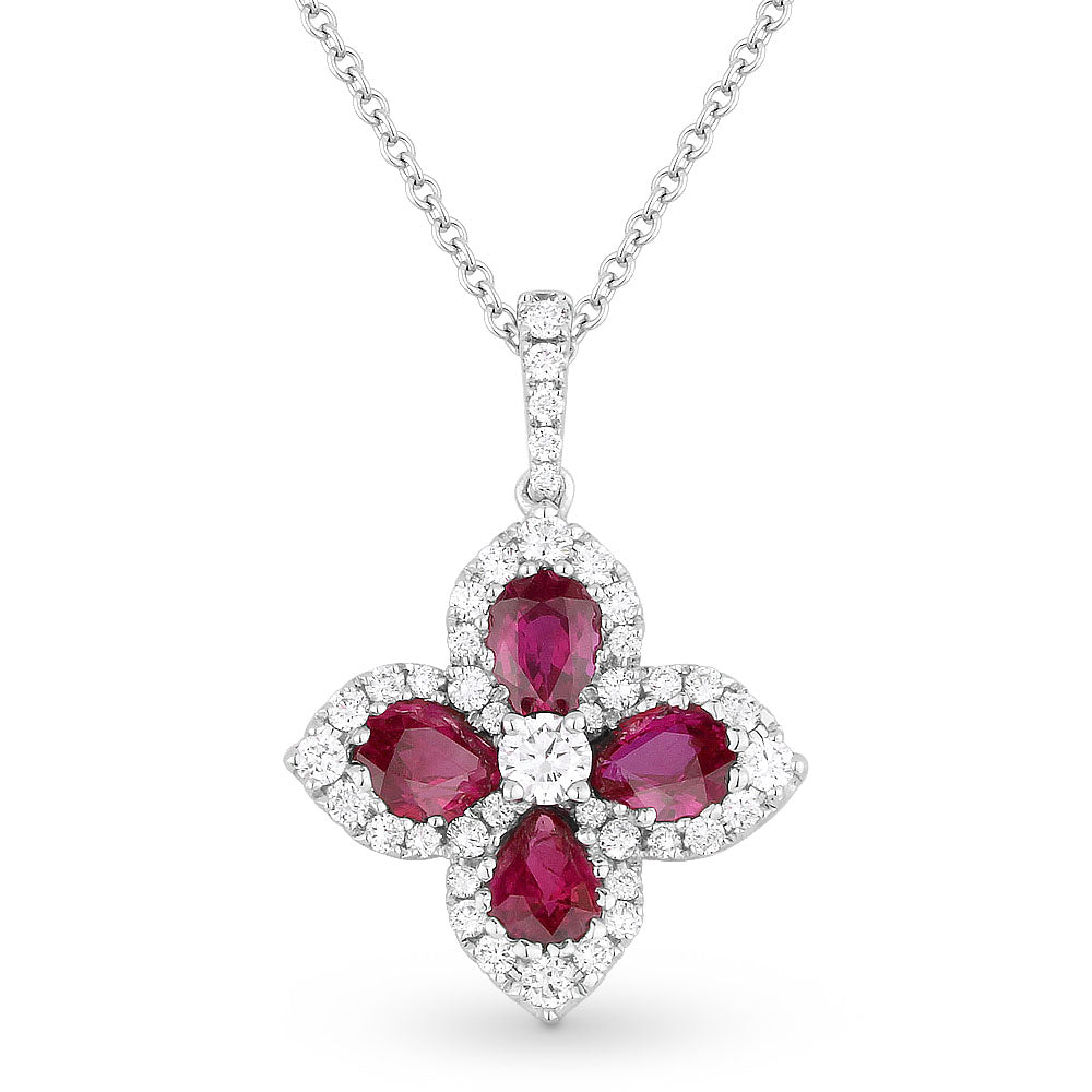 Beautiful Hand Crafted 18K White Gold  Ruby And Diamond Arianna Collection Pendant