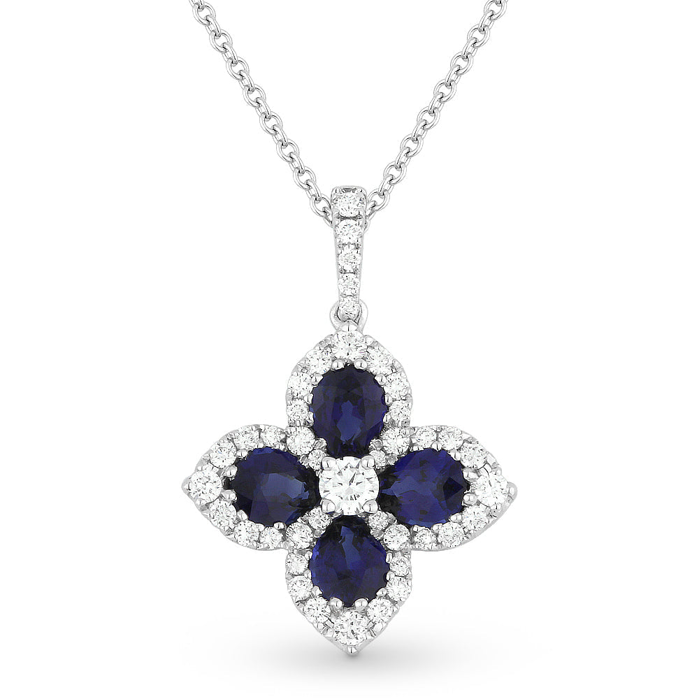 Beautiful Hand Crafted 18K White Gold  Sapphire And Diamond Arianna Collection Pendant