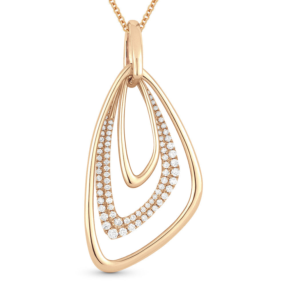 Beautiful Hand Crafted 14K Rose Gold White Diamond Milano Collection Pendant