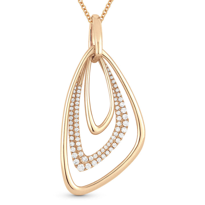 Beautiful Hand Crafted 14K Rose Gold White Diamond Milano Collection Pendant