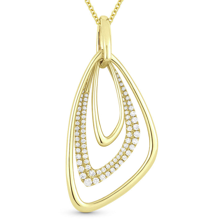 Beautiful Hand Crafted 14K Yellow Gold White Diamond Milano Collection Pendant