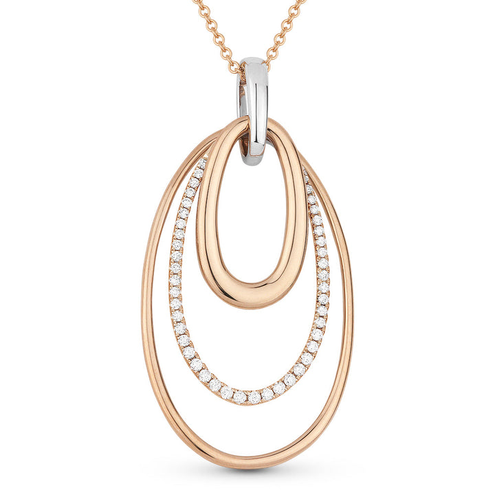 Beautiful Hand Crafted 14K Rose Gold White Diamond Milano Collection Pendant