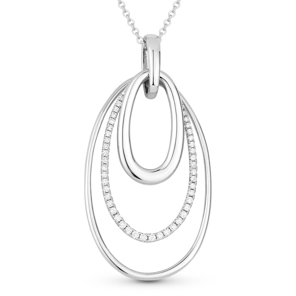 Beautiful Hand Crafted 14K White Gold White Diamond Milano Collection Pendant